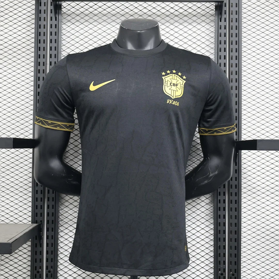 Maillot de football noir, édition spéciale du Brésil, version joueur 2024